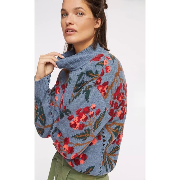 Cecilia Prado by Anthropologie Blossom Mock Neck Sweater Womens Medium Brazil - Picture 12 of 12